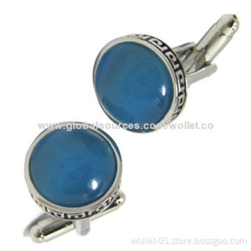 Cat Eye 316L Stainless Steel Shiny Cufflinks, High-polished Finish